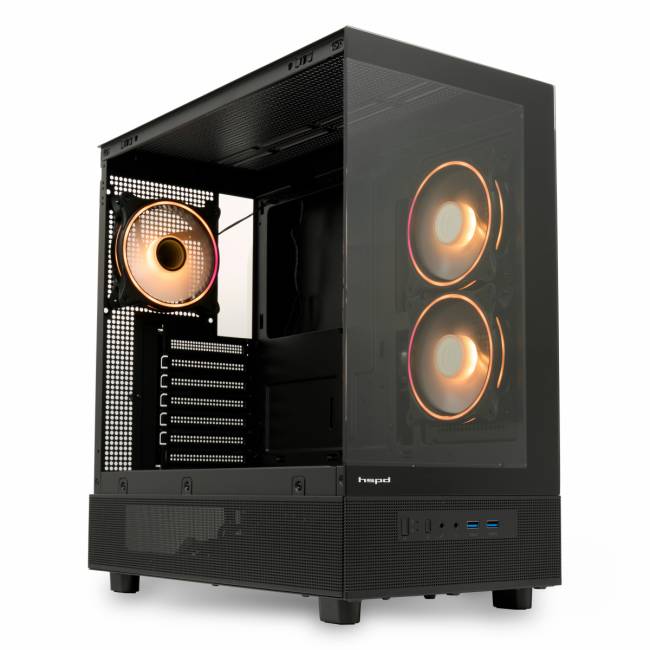 Корпус без блока питания HSPD F710-TGBK-ARGB — для бизнеса и офиса