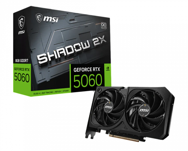 Видеокарта MSI RTX 5060 8G SHADOW 2X OC MAX — для бизнеса и офиса