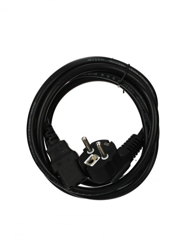Кабель компьютер --> розетка 220V ( угловая Евровилка) <VDE> 3G*1.5mm2 VCOM <CE021-CU1.5-1.8> , 1,8м VCOM CE021-CU1.5-1.8M