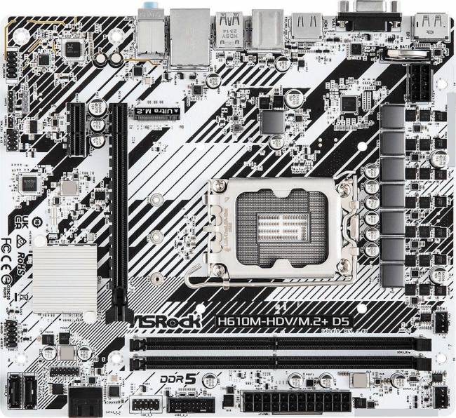 Материнская плата ASRock H610M-HDV/M.2+ D5 — для бизнеса и офиса Материнская плата ASRock H610M-HDV/M.2+ D5 — для бизнеса и офиса