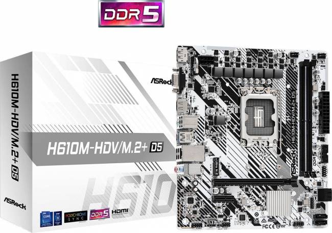 Материнская плата ASRock H610M-HDV/M.2+ D5 — для бизнеса и офиса Материнская плата ASRock H610M-HDV/M.2+ D5 — для бизнеса и офиса