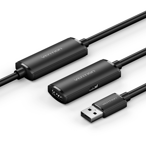 Активный кабель-удлинитель Vention USB 2.0 AM/AF с усилителем - 20м Черный Vention CBKBQ — для бизнеса и офиса