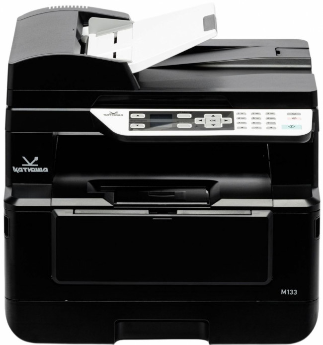 МФУ Катюша М133 (А4, МФУ лазерный C/P/S(цв), Ч/Б, 33 стр/мин А4, макс. разрешение печати 1200х1200 dpi; процессор 1000 МГц, оперативная память 512МБ RAM, двусторонняя печать 8 стр/мин А4., лоток подачи 250 листов (60-120 г/м2 ), обходной лоток 10 листов ( — для бизнеса и офиса
