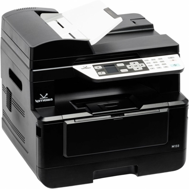 МФУ Катюша М133 (А4, МФУ лазерный C/P/S(цв), Ч/Б, 33 стр/мин А4, макс. разрешение печати 1200х1200 dpi; процессор 1000 МГц, оперативная память 512МБ RAM, двусторонняя печать 8 стр/мин А4., лоток подачи 250 листов (60-120 г/м2 ), обходной лоток 10 листов ( — для бизнеса и офиса