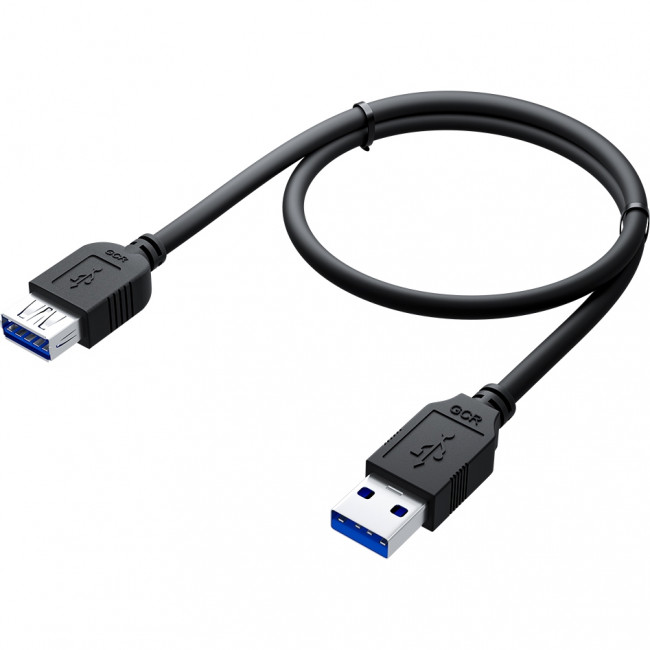 GCR Удлинитель 1.8m USB 3.0, AM/AF, черный Удлинитель Greenconnect 1.8 м (GCR-52601)
