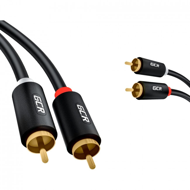 GCR Кабель 10.0m аудио 2 х RCA / 2 х RCA , GOLD, черный, GCR-53110 Greenconnect GCR-53110,10 м