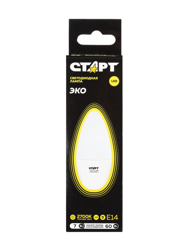 Лампа светодиодная СТАРТ свеча E14 7W 3000К Лампа светодиодная СТАРТ свеча E14 7W 3000К