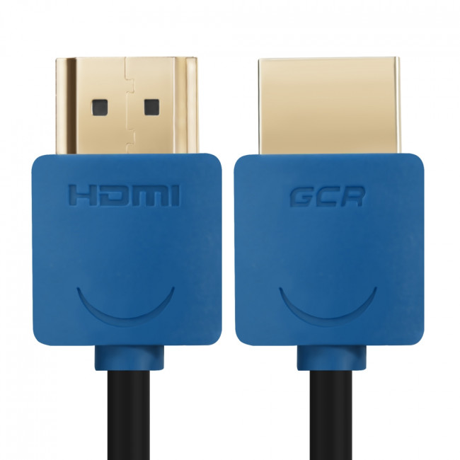Greenconnect Кабель SLIM 0.5m HDMI 2.0, синие коннекторы Slim, OD3.8mm, HDR 4:2:2, Ultra HD, 4K 60 fps 60Hz, 3D, AUDIO, 18.0 Гбит/с, 32/32 AWG, GCR-51585 Greenconnect HDMI (m) - HDMI (m) 0.5м — для бизнеса и офиса
