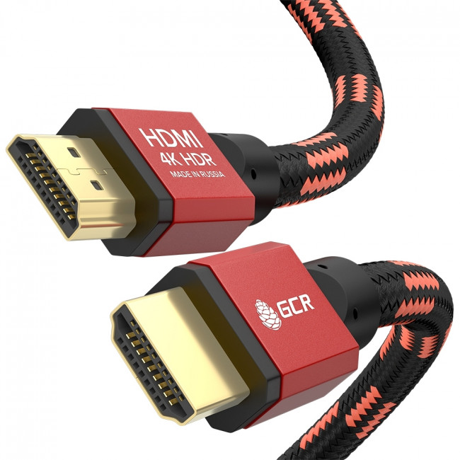 GCR Кабель PROF 0.5m HDMI 2.0, BICOLOR ECO Soft капрон, AL корпус красный, HDR 4:2:2, Ultra HD, 4K 60 fps 60Hz/5K*30Hz, 3D, AUDIO, 18.0 Гбит/с, 28AWG, GCR-54504 Greenconnect GCR-54504