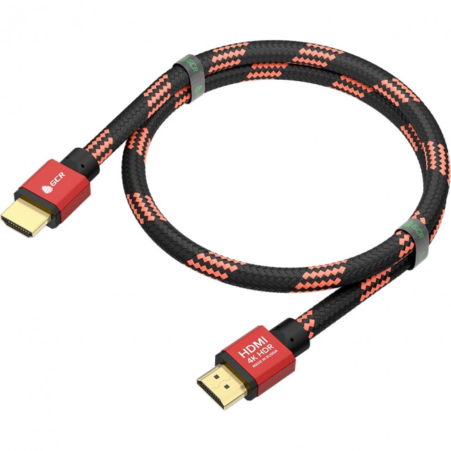GCR Кабель PROF 0.5m HDMI 2.0, BICOLOR ECO Soft капрон, AL корпус красный, HDR 4:2:2, Ultra HD, 4K 60 fps 60Hz/5K*30Hz, 3D, AUDIO, 18.0 Гбит/с, 28AWG, GCR-54504 Greenconnect GCR-54504