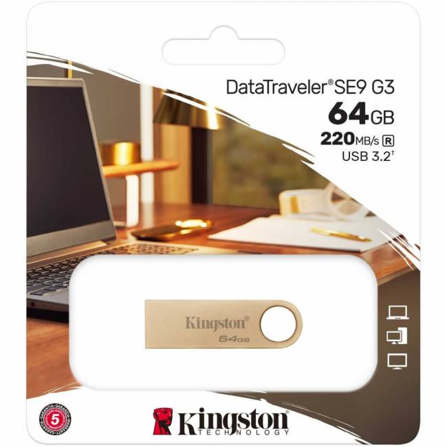 Флэш USB Kingston 64GB 220MB/s Metal USB 3.2 Gen 1 DataTraveler SE9 G3 Kingston DTSE9G3/64GB — для бизнеса и офиса Флэш USB Kingston 64GB 220MB/s Metal USB 3.2 Gen 1 DataTraveler SE9 G3 Kingston DTSE9G3/64GB — для бизнеса и офиса