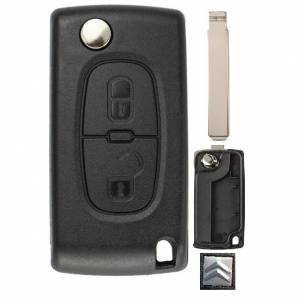 Корпус выкидного ключа CITROEN 2 кнопки CIT-1P VA2, бат.на плате, CE0523, с лого
