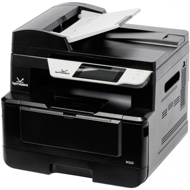 МФУ Катюша M240 принтер/копир/сканер, А4 формат, монохромный 40 стр/мин, 1200 dpi. Скан: цвет/чб. 4 ГБ RAM, 1 Гб Ethernet, USB, USB-host, Wi-Fi (опция), Факс (опция). Тонер в комплекте 3 000 отпечатков. Российское производство, Российская мат.плата; РЕЕСТ — для бизнеса и офиса
