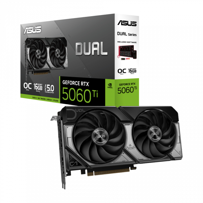 Видеокарта ASUS Dual GeForce RTX 5060 Ti 16GB GDDR7 OC Edition — для бизнеса и офиса