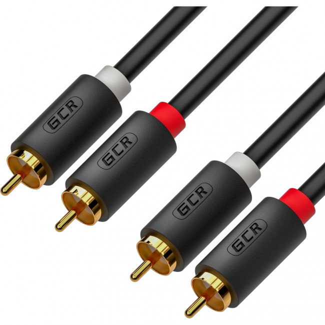 GCR Кабель 2.0m аудио 2 х RCA / 2 х RCA , GOLD, черный, GCR-53113 Greenconnect GCR-53113, 2 м