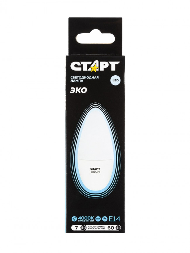 Лампа светодиодная СТАРТ свеча E14 7W 40WS Лампа светодиодная СТАРТ свеча E14 7W 40WS
