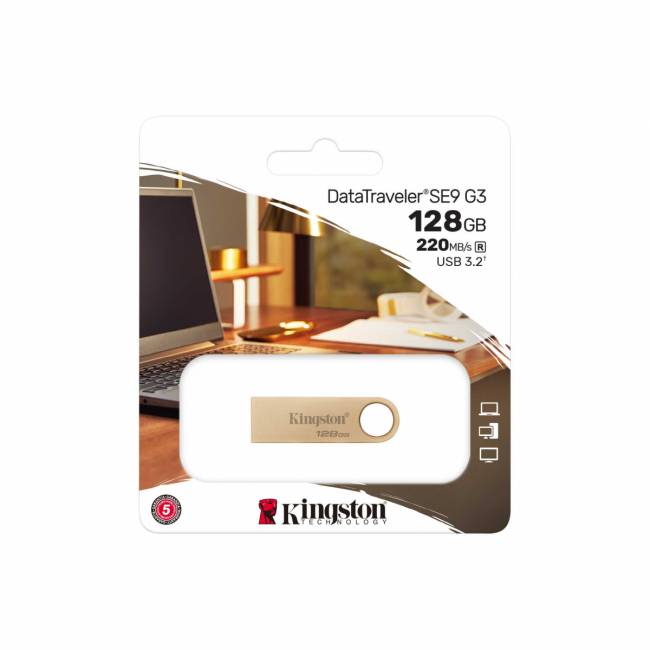Флэш USB Kingston 128GB 220MB/s Metal USB 3.2 Gen 1 DataTraveler SE9 G3 Kingston DataTraveler SE9 G3 DTSE9G3/128GB — для бизнеса и офиса