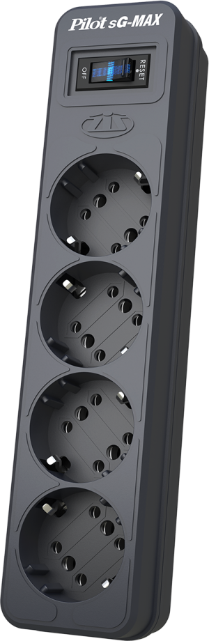 Сетевой фильтр Pilot SG 5 розеток (GP с заземлением), 15А/3.3кВа, автомат, 3 м, графит ZIS Pilot sG-Max
