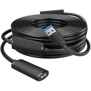 Активный кабель-удлинитель Vention USB 3.0 AM/AF с усилителем - 10м Черный Активный кабель-удлинитель Vention CBMBL USB 3.0 AM/AF с усилителем - 10м