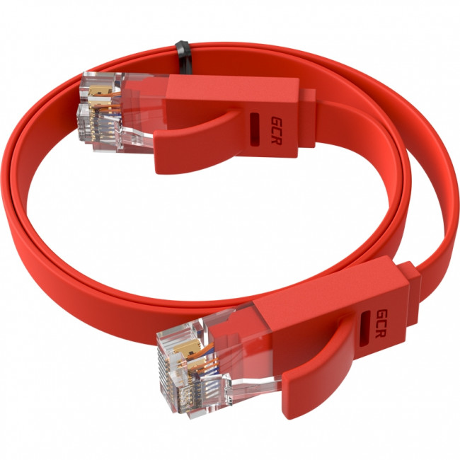 GCR Патч-корд PROF плоский прямой 1.5m, UTP медь кат.6, красный, 30 AWG, ethernet high speed 10 Гбит/с, RJ45, T568B, GCR-53084 Greenconnect GCR-53084 — для бизнеса и офиса