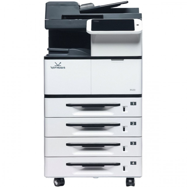 МФУ Катюша M450p принтер/копир/сканер, А3 формат, монохромный, 50 А4/мин, Сканер цвет/чб. CPU 1200 МГц, 4 ГБ RAM, Ethernet, USB, USB-host,. 10" панель. Тонер в комплекте 10 000 отп. Российское производство, Российская мат.плата; РЕЕСТР МПТ Katusha IT M450 — для бизнеса и офиса