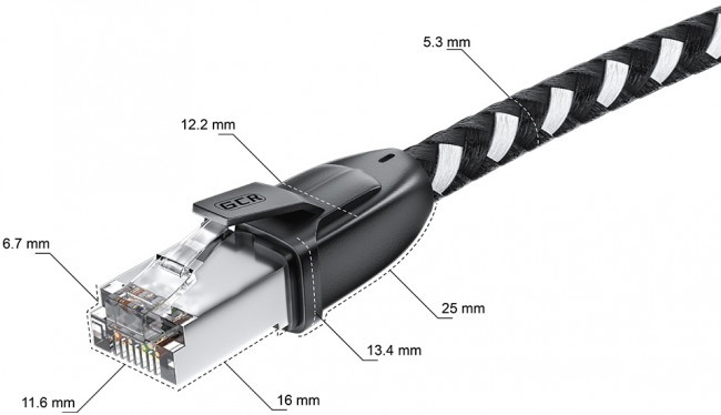 GCR Патч-корд PROF прямой 3.0m, UTP медь кат.6, STRONG черно-белый нейлон, ethernet high speed 10 Гбит/с, T568B, GCR-52778 Greenconnect RJ45(m) - RJ45(m) Cat.6 3м черно-белый — для бизнеса и офиса GCR Патч-корд PROF прямой 3.0m, UTP медь кат.6, STRONG черно-белый нейлон, ethernet high speed 10 Гбит/с, T568B, GCR-52778 Greenconnect RJ45(m) - RJ45(m) Cat.6 3м черно-белый — для бизнеса и офиса