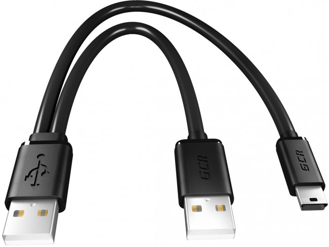 Greenconnect Кабель 0.5m USB 2.0,  AM + mini 5P/AM, Y-образный, черный, 28/28 AWG Greenconnect  USB 2.0 Type-AM - USB 2.0 Type-AM,miniUSB 0.5м — для бизнеса и офиса