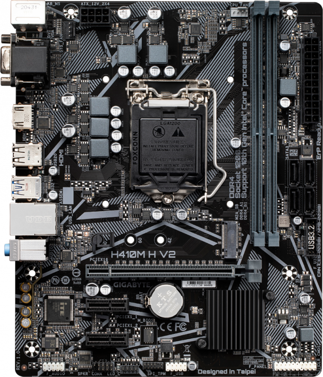 Материнская плата Gigabyte H410M H V2 (rev. 1.0) — для бизнеса и офиса Материнская плата Gigabyte H410M H V2 (rev. 1.0) — для бизнеса и офиса