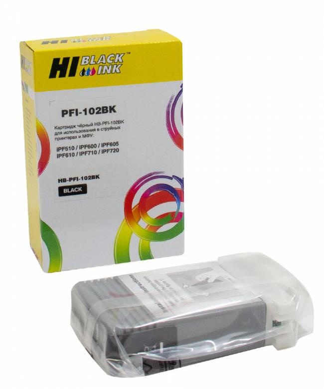 Картридж Hi-Black (HB-PFI-102Bk) для Canon IPF-510/600/710, Bk — для бизнеса и офиса