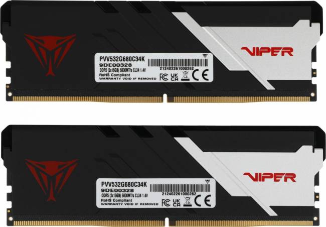 Память DDR5 2x16Gb 6800MHz Patriot PVV532G680C34K — для бизнеса и офиса Память DDR5 2x16Gb 6800MHz Patriot PVV532G680C34K — для бизнеса и офиса
