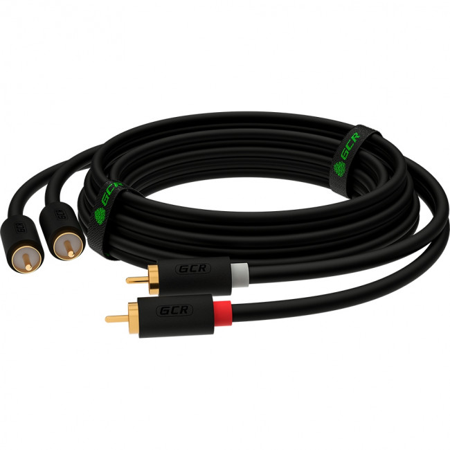 GCR Кабель 3.0m аудио 2 х RCA / 2 х RCA, GOLD, черный, GCR-53115 Greenconnect GCR-53115, 3 м