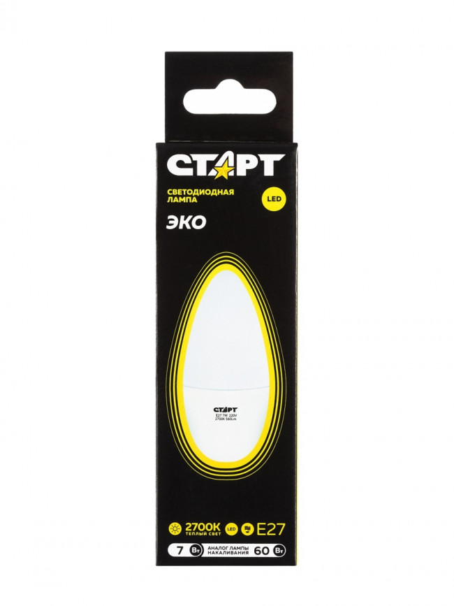 Лампа светодиодная СТАРТ свеча E27 7W 3000К Лампа светодиодная СТАРТ свеча E27 7W 3000К