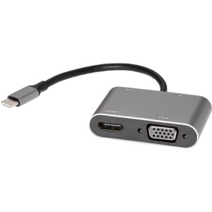 Адаптер USB Type-Cm-->VGA, HDMI 4k*30Hz, USB3.0, PD, Audio, iOpen (Aopen/Qust)<ACU4511> Адаптер-переходник AOpen/Qust USB 3.1 Type C M/HDMI F/VGA F/USB 3.0 Type A F/Jack 3.5 mm F (ACU4511)