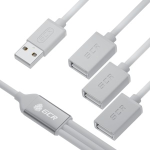 GCR USB Hub 2.0 на 3 порта, 1.2m, гибкий, AM / 3 х AF, белый, GCR-53356 Greenconnect USB 2.0 Type-AM - 3 x USB 2.0 Type-AF 1.2 m