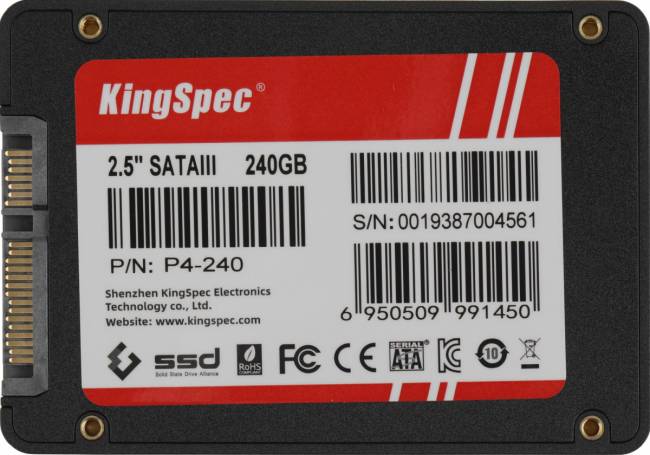 Накопитель SSD SHENZHEN KINGSPEC ELECTRONICS TECHNOLOGY CO LTD P4-240 — для бизнеса и офиса