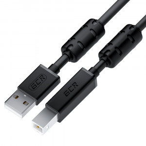 GCR Кабель PROF 5.0m USB 2.0, AM/BM, черный, ферритовые кольца, экран, армированный, морозостойкий Кабель Greenconnect PROF 5.0m USB 2.0, AM / BM