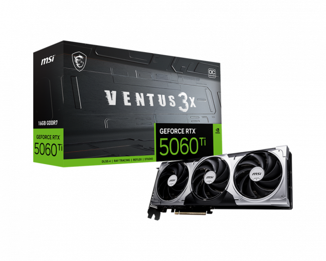 Видеокарта MSI GeForce RTX 5060 Ti 16G VENTUS 3X OC — для бизнеса и офиса