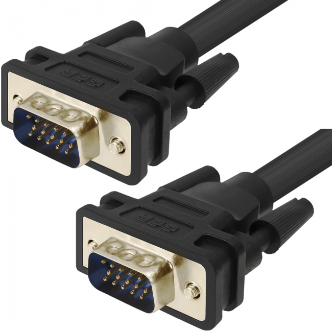 Greenconnect Кабель SVGA 20.0м чёрный, позолоченные контакты, ферритовые кольца, OD8.0mm. 15M / 15M Premium GCR-VM2VM2-20.0m, 28/28 AWG, двойной экран Greenconnect VGA (m) - VGA (m) 20м