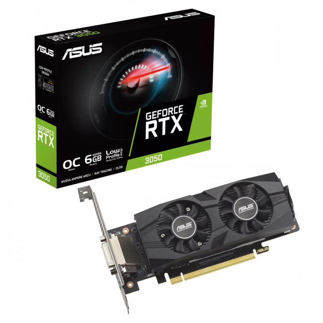 Видеокарта ASUS RTX3050-O6G-LP-BRK — для бизнеса и офиса Видеокарта ASUS RTX3050-O6G-LP-BRK — для бизнеса и офиса