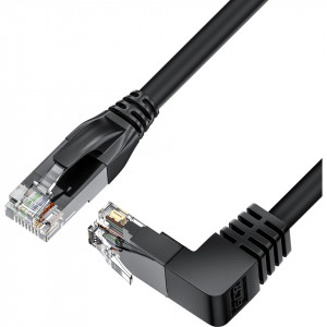GCR Патч-корд прямой 10.0m UTP кат.5e, черный, нижний угол, литой, ethernet high speed, RJ45, T568B Greenconnect GCR-53957