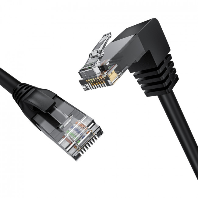 GCR Патч-корд прямой 10.0m UTP кат.5e, черный, нижний угол, литой, ethernet high speed, RJ45, T568B Greenconnect GCR-53957 — для бизнеса и офиса