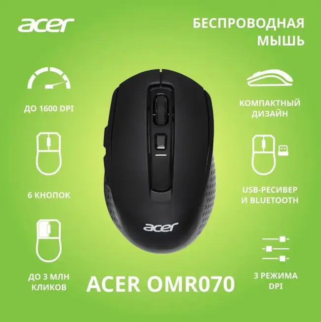 Мышь компьютерная Acer OMR070 — для бизнеса и офиса