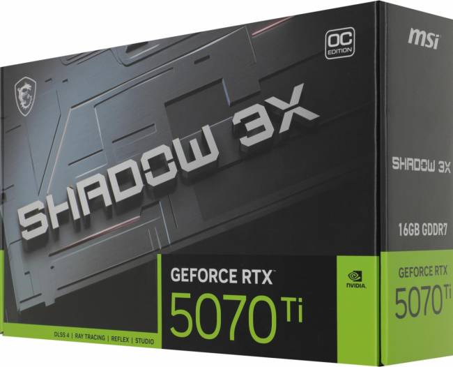 Видеокарта MSI RTX 5070 TI 16G SHADOW 3X OC — для бизнеса и офиса