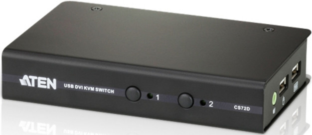 2-портовый USB-DVI KVM-переключатель, 1 user(SPHD18(Male)), KVM-порты (SPHD18(Female)). В комплекте кабели KVM (2L-5201P)-2шт., кабели KVM (2L-5201P)-2шт., кабель адаптера консоли. Не требует внешнего питания. ATEN CS72D — для бизнеса и офиса 2-портовый USB-DVI KVM-переключатель, 1 user(SPHD18(Male)), KVM-порты (SPHD18(Female)). В комплекте кабели KVM (2L-5201P)-2шт., кабели KVM (2L-5201P)-2шт., кабель адаптера консоли. Не требует внешнего питания. ATEN CS72D — для бизнеса и офиса