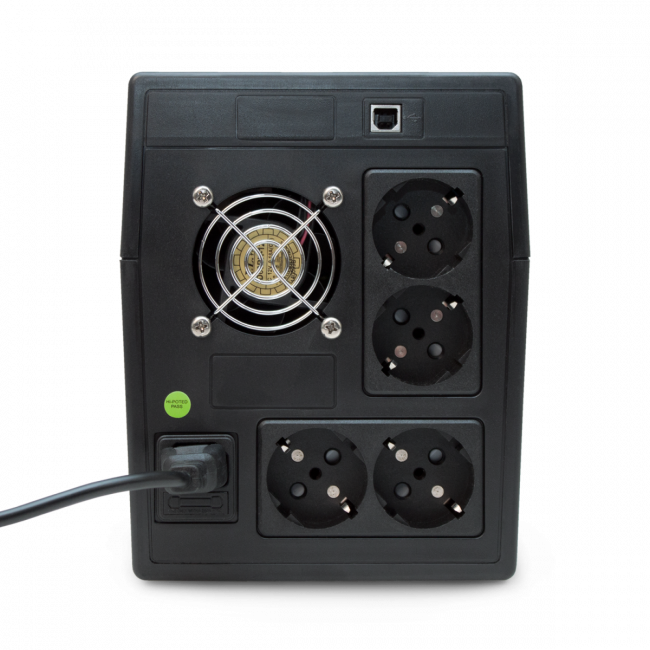 ИБП POWERMAN Back Pro 1500 PLUS, линейно-интерактивный, 1500ВА, 900Вт,  4 евророзетки с резервным питанием, USB, батарея 12В 9Ач 2 шт.,  380мм х 101мм х142мм, 11 кг. Powerman Back Pro 1500 Plus