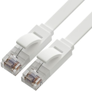 Greenconnect Патч-корд PROF плоский прямой 15.0m, UTP медь кат.6, белый, 30 AWG, ethernet high speed 10 Гбит/с, RJ45, T568B, GCR-51790 Greenconnect RJ45(m) - RJ45(m) Cat. 6 U/UTP PVC 15м белый