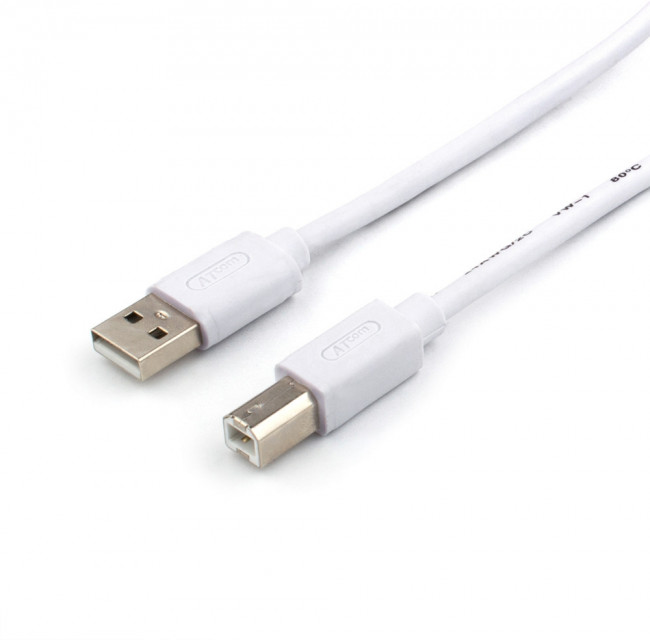 Кабель USB 1.8 м (Am <=> Bm, феррит) ATcom USB 2.0 (am) -  USB 2.0 (bm) 1.8 м — для бизнеса и офиса