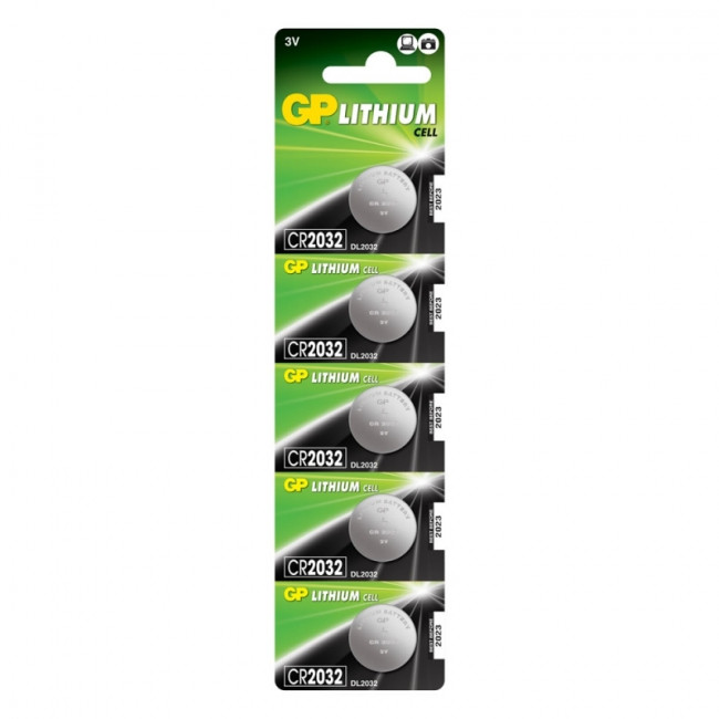 Литиевые дисковые батарейки GP Lithium CR2032 - 5 шт., каждая в своем отрывном блистере GP Lithium CR2032 (4891199001147)