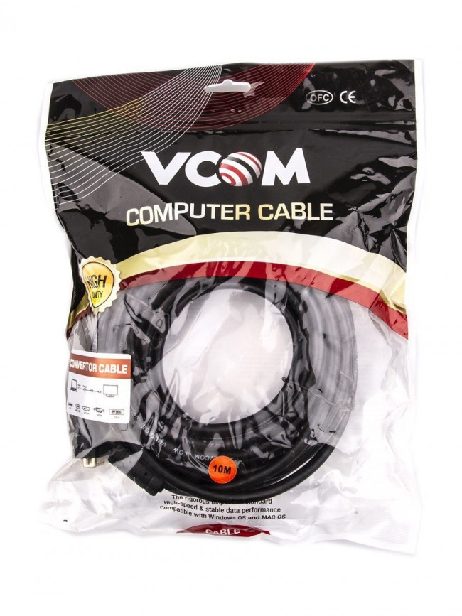 Кабель HDMI AM/DVI(24+1)M, 10м, CU, 1080P@60Hz, 2F, VCOM <CG484GD-10M> VCOM HDMI (m) - DVI-D (m)