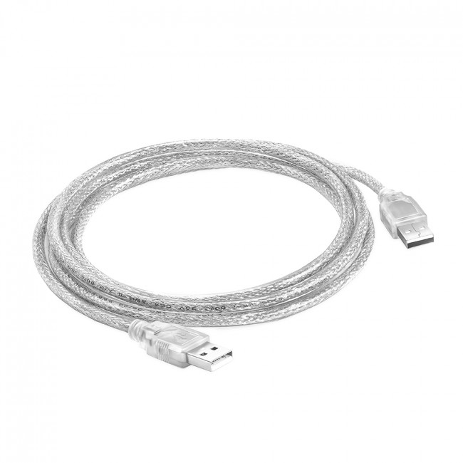 Greenconnect Кабель 0.5m USB 2.0, AM/AM, прозрачный, 28/28 AWG, экран, армированный, морозостойкий, GCR-UM3M-BB2S-0.5m Greenconnect USB 2.0 Type-AM - USB 2.0 Type-AM 0.5м